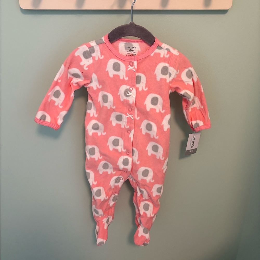 Carter's Pink Elephant Print Baby One Piece Sleeper